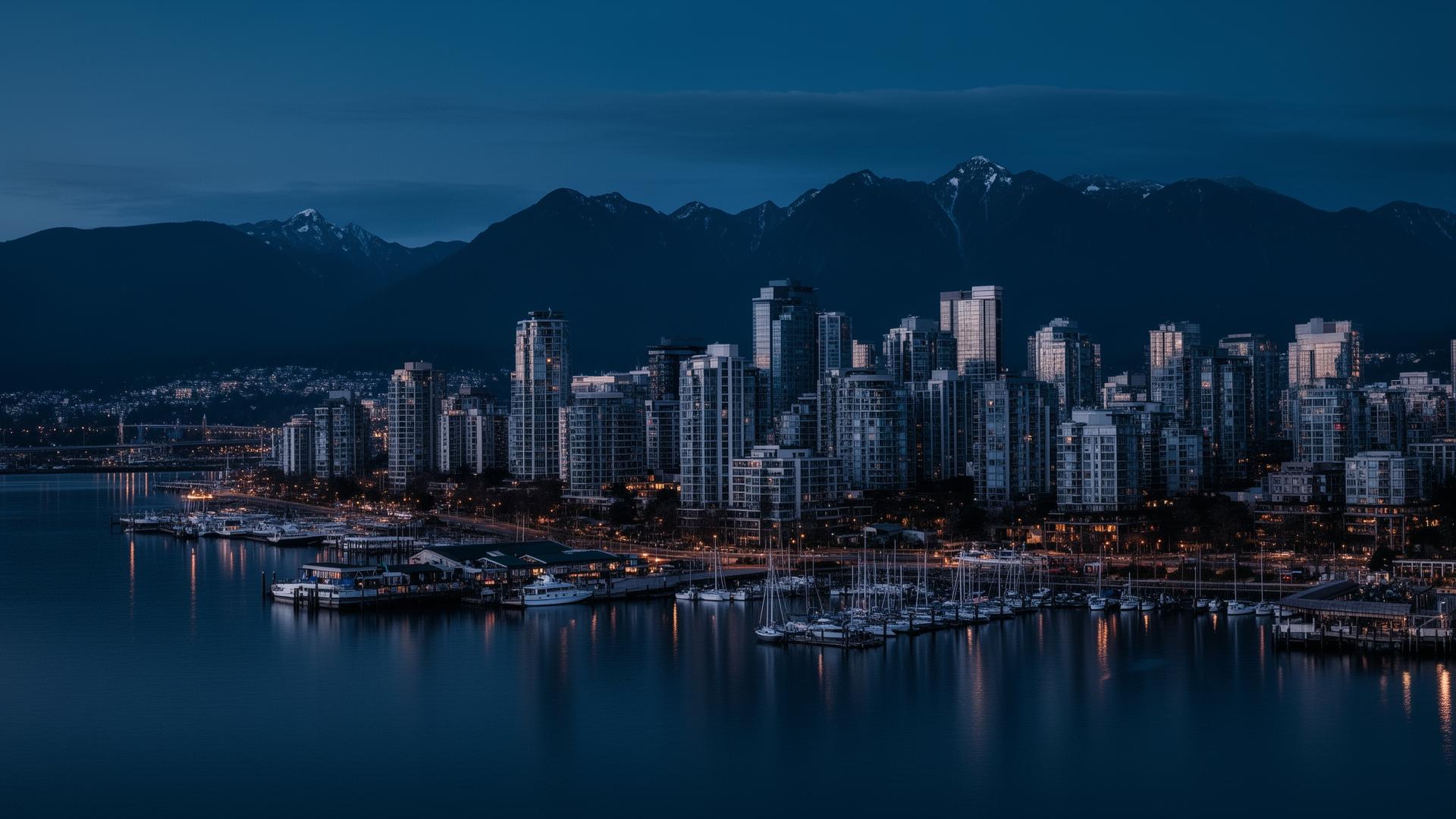 Vancouver skyline at blue hour